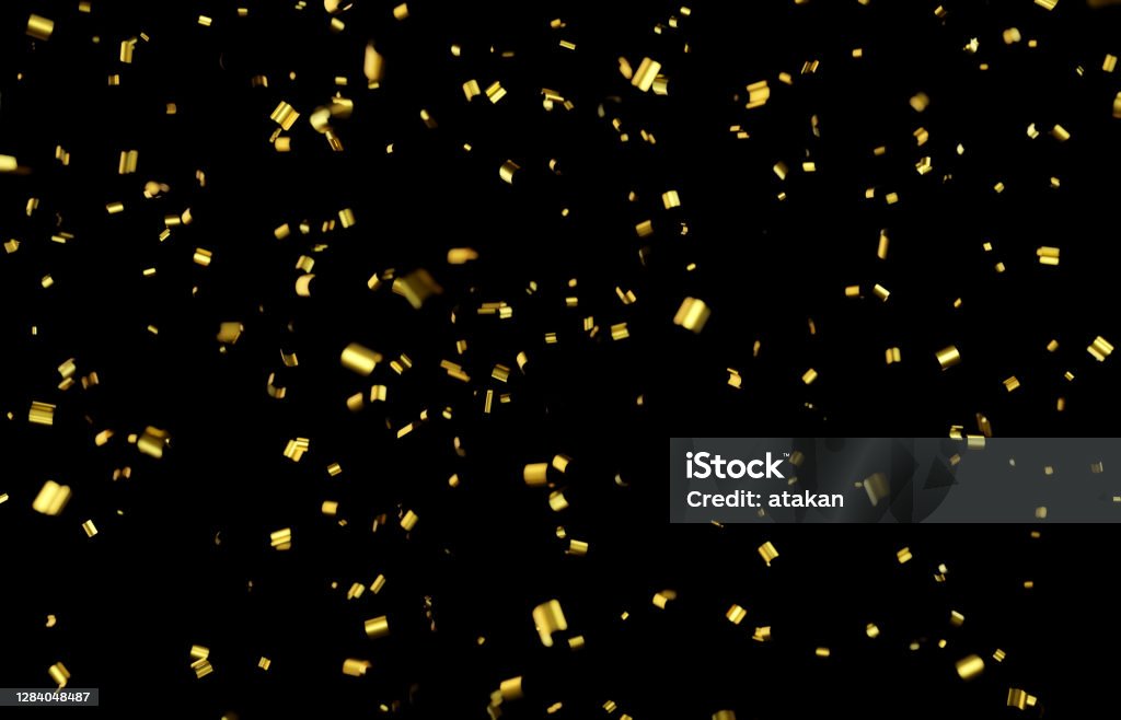 Gold Confetti On Black Background Confetti Stock Photo