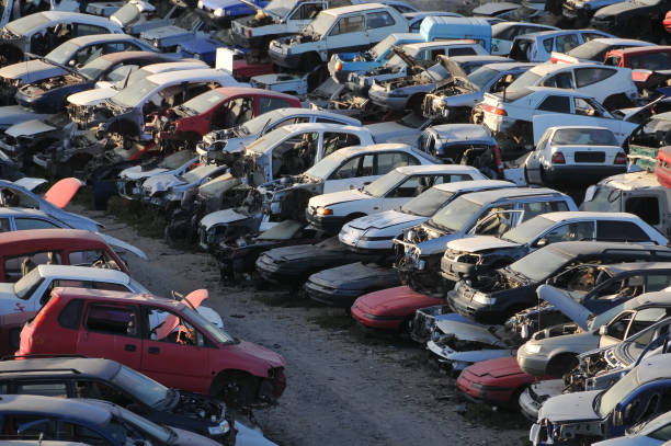 istock Old Junk Cars On Junkyard 1284048826