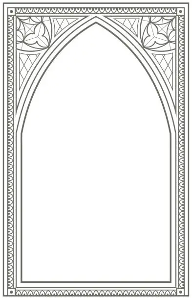 Vector illustration of Vintage gothic background with arch outline drawing