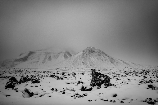 Snow-covered mountains of the image of Iceland. Shooting Location: Iceland