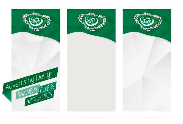 Vector illustration of Design of banners, flyers, brochures with flag of Arab League.