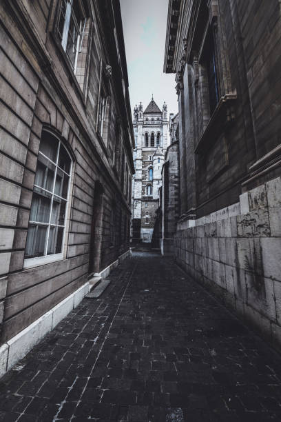 istock Dark Alleyway Among Architecture In Geneva, Switzerland 1284051809