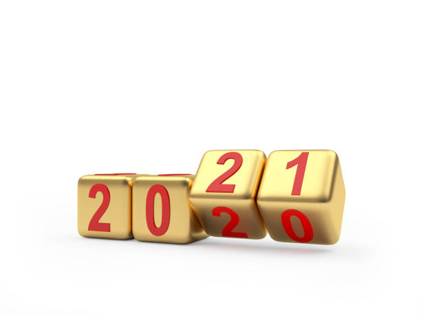 istock 2021 and 2020 gold dice rotate and change numbers 1284051813