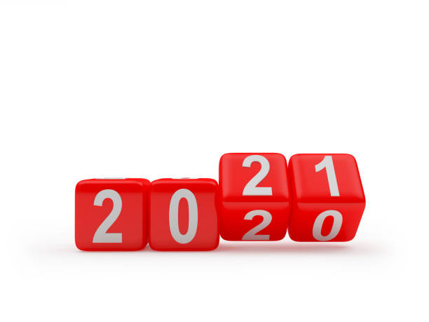 istock 2021 and 2020 red dice rotate and change numbers 1284051838