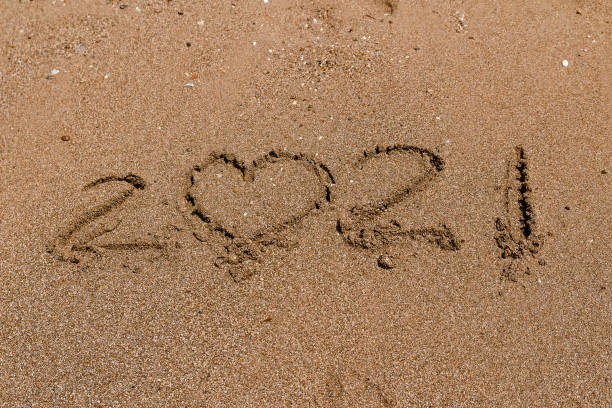 istock number 2021 is written on the sand at sea.. 2021 1284054277