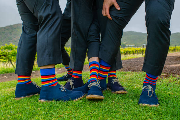 istock Striped Socks and Leather shoes 1284054315