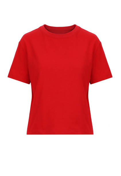 istock Blank red women's t-shirt. Front view 1284055696