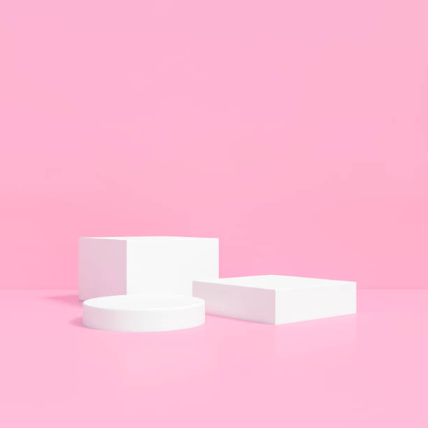 istock White box and Cylinder geometry podium stage backdrop on pink background for product display stand or used in other designs 3d rendering. 3d illustration template minimal style concept. 1284056294