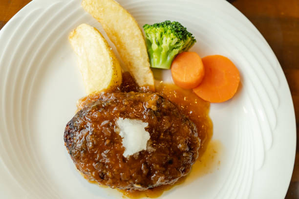 Japanese style hamburg steak lunch Japanese style hamburg steak lunch salisbury steak stock pictures, royalty-free photos & images