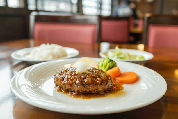 Japanese style hamburg steak lunch Japanese style hamburg steak lunch salisbury steak stock pictures, royalty-free photos & images