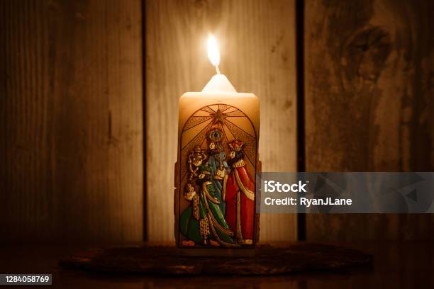 Candles For Epiphany Holiday Leading Up To Christmas Stock Photo - Download Image Now