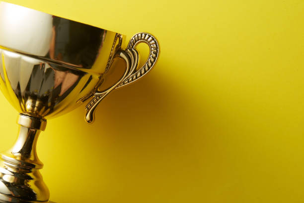 trophy on the yellow color background