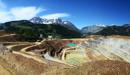 The Erzberg mine, a famous large open-pit mine located in Eisenerz, Styria