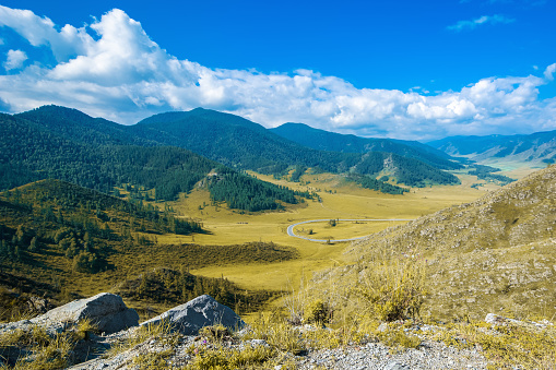 Altai mountains with cloudy skies