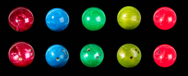 Set of Bowling ball. Isolated on a black background close-up.