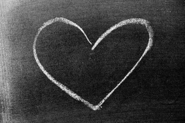 Image-heart andt hree strips, drawn by finger and blu chalk on a white paper, backgrounds, textures