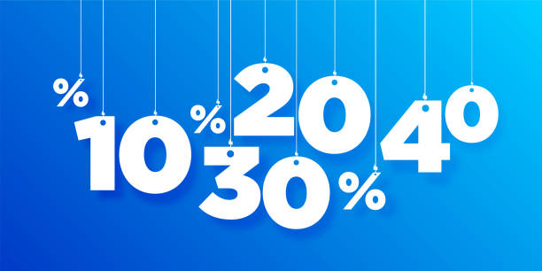istock Number and percent signs hanging on the ropes on color background. Vector. stock illustration 1284063940