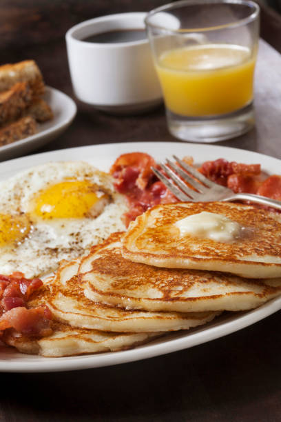 istock Grand Slam Breakfast with Pancakes, Bacon, Eggs, and Toast 1284066277