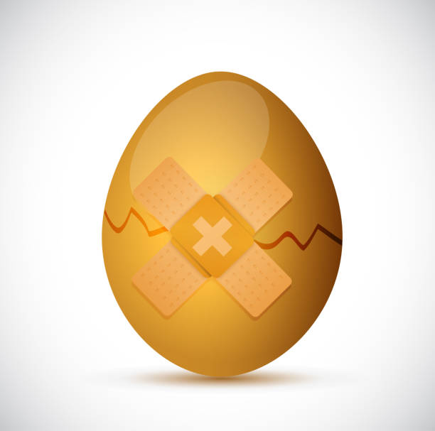 깨진 계란과 밴드 원조 일러스트 디자인 - retirement eggs animal egg gold stock illustrations