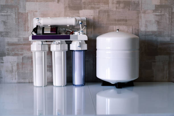 istock Reverse osmosis water purification system at home. Installed water purification filters. Clear water concept 1284076339