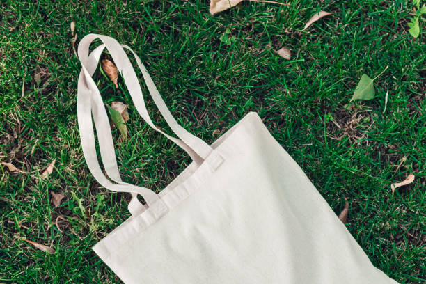 istock White blank cotton bag on green grass. Mockup and zero waste concept. 1284079675