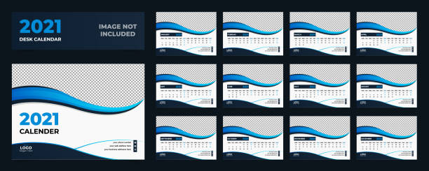 schreibtischkalender 2021 vorlage. tabellenkalender 2021 layout, satz von 12 monaten mit deckblatt. moderne farbe basierte thema. moderner und kreativer neujahrskalender - june calendar page personal organizer stock-grafiken, -clipart, -cartoons und -symbole