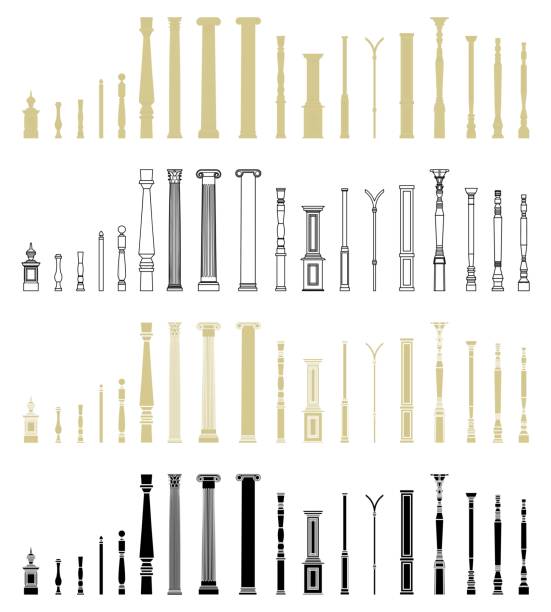 римские колонны набор, древний стиль. - corinthian column stock illustrations