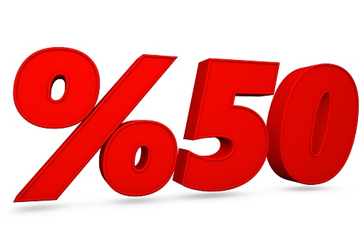 3D Red 50 percent, Discount 50 percent