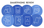 istock Mobile review infographic design template with icons. Smartphone components infographic visualization on white background. Cellphone characteristics template for presentation. Vector illustration. 1284101045
