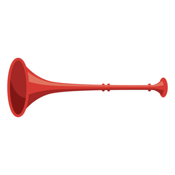 Vuvuzela Icon on Transparent Background A flat design icon on a transparent background (can be placed onto any colored background). File is built in the CMYK color space for optimal printing. Color swatches are global so it’s easy to change colors across the document. No transparencies, blends or gradients used. vuvuzela stock illustrations