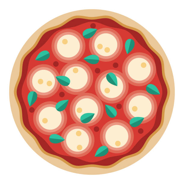 illustrazioni stock, clip art, cartoni animati e icone di tendenza di icona di margharita pizza su sfondo trasparente - pizza margherita