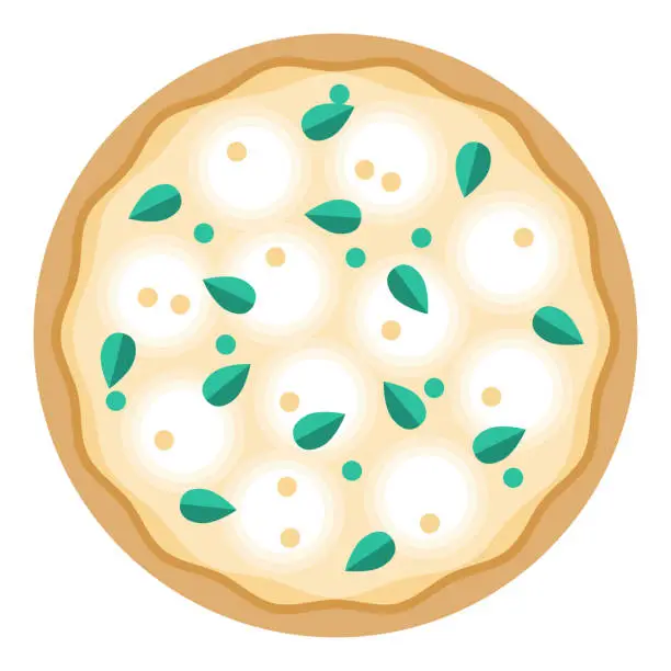 Vector illustration of White Pizza Icon on Transparent Background