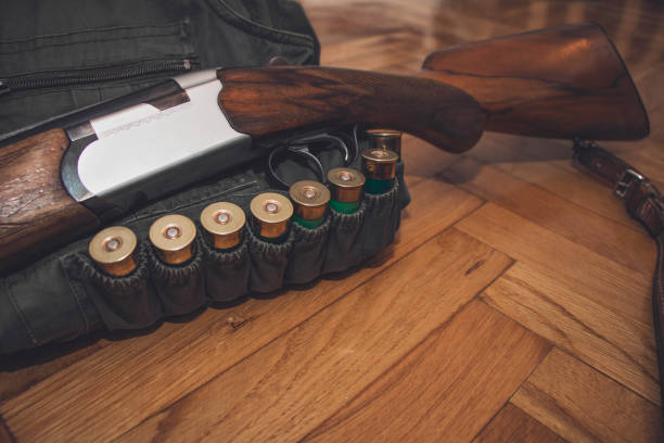 Shotgun and ammo for hunting stock photo stock photo