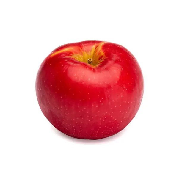 A single red apple on a white background with saved path.