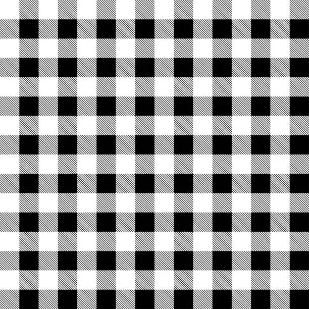 Vector illustration of Plaid seamless pattern in white and black.