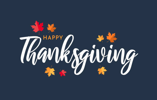 happy dziękczynienia tło napis z liści. wektor - thanksgiving stock illustrations