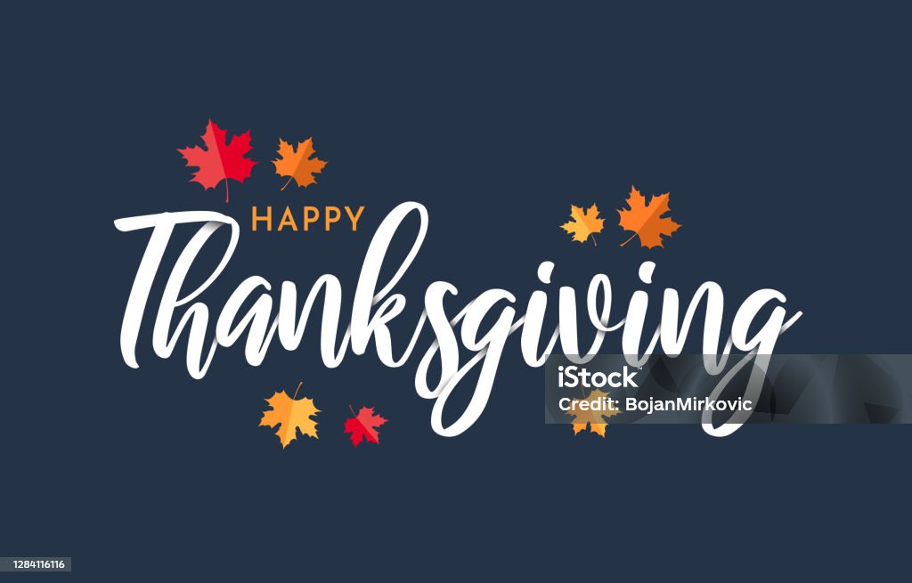 Happy Thanksgiving lettering background with leafs. Vector Happy Thanksgiving lettering background with leafs. Vector illustration. EPS10 Thanksgiving - Holiday stock vector