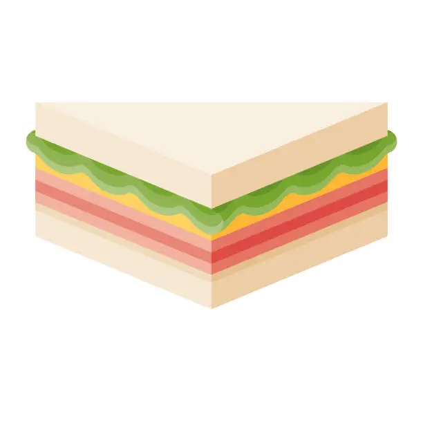 Vector illustration of Ham and Cheese Japanese Konbini Sandwich Icon on Transparent Background