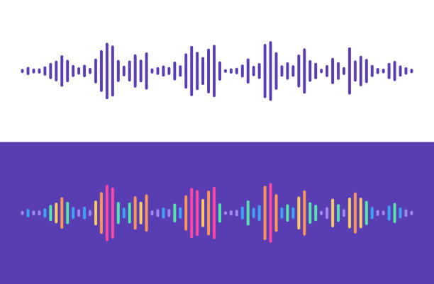 Audio Levels Lines Audio levels lines rainbow talking music sound editing abstract design elements. speaker illustrations stock illustrations