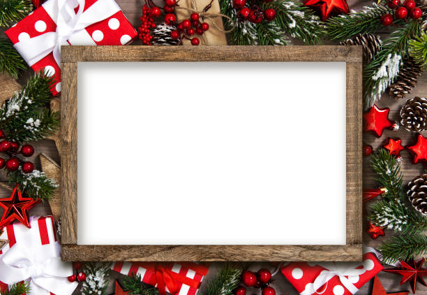 istock Christmas decoration chalkboard gift box red stars ornaments 1284118922