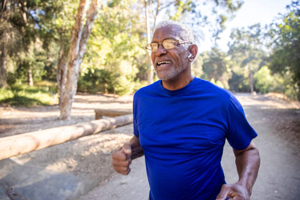 istock Senior Black Man Jogging Outdoors 1284123384