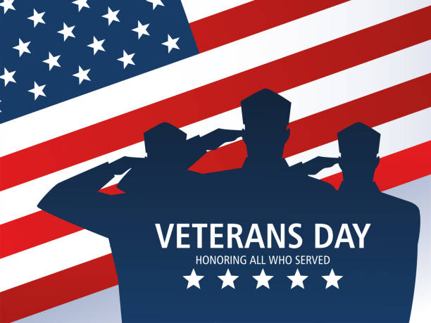 istock happy veterans day, american flag with soldiers in silhouette 1284128529