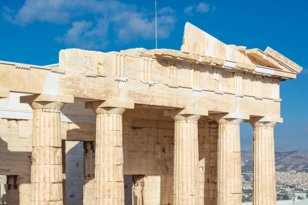 istock Part of entablature with Doric columns 1284132573
