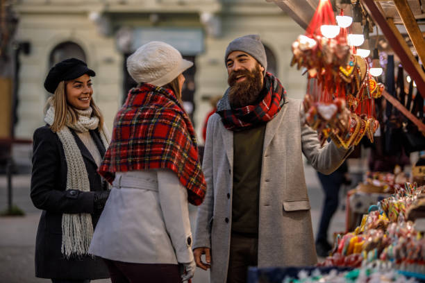 istock Enjoyable conversations at the Christmas Fair 1284133556