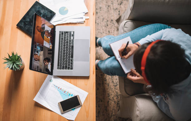 istock Woman working at home and having video call. 1284134000
