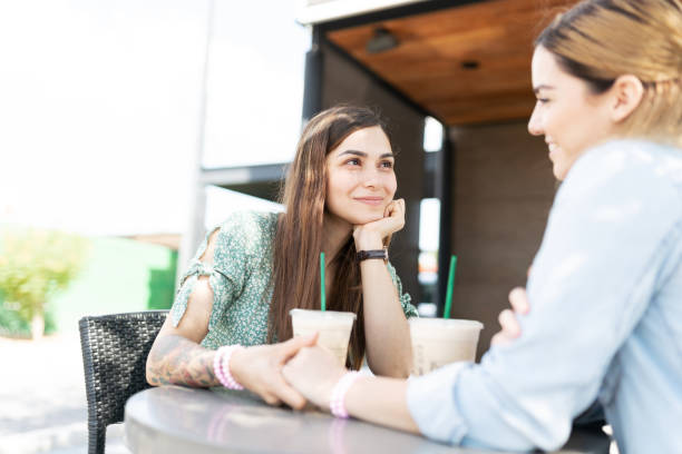 istock Hispanic young woman on a date with her partner 1284137886
