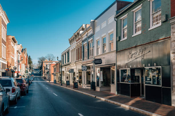 Beverly Street, in downtown Staunton, Virginia stock photo