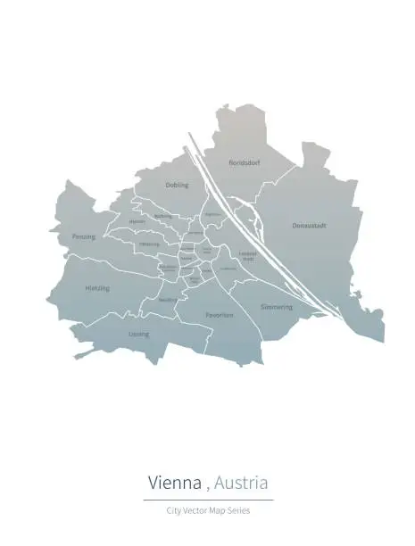 Vector illustration of Vienna Map. vector map of major city in the Austria.