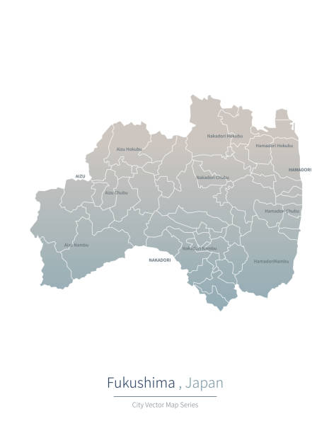 Fukushima Map. vector map of major city in the Japan. Modern city vector map series japan map fukushima prefecture cartography stock illustrations