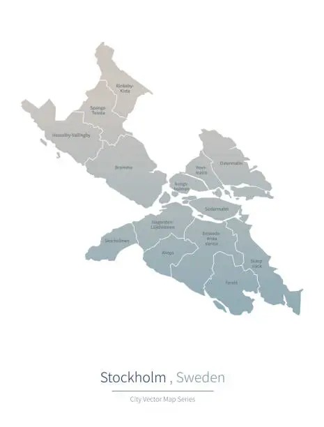 Vector illustration of Stockholm Map. vector map of major city in the Sweden.